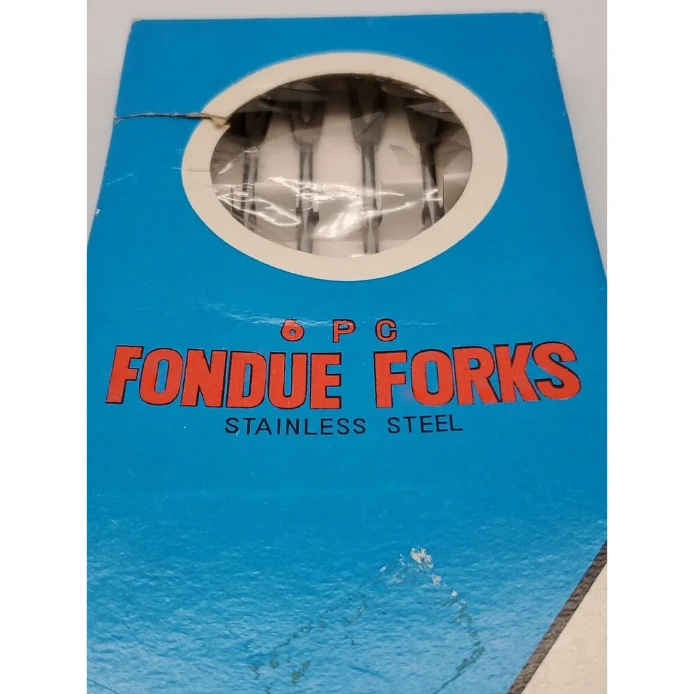 MCM Stainless Steel Japan Fondue Forks Color Coded Teak Wood Handles NIB 6 Piece